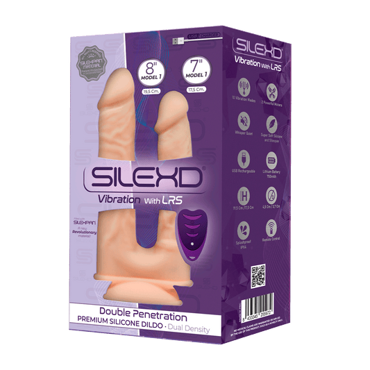 Silexd - Vibratore Premium Doppio Silicone Mod.1 8" e 7'' + Controllo Remoto - Color Carne