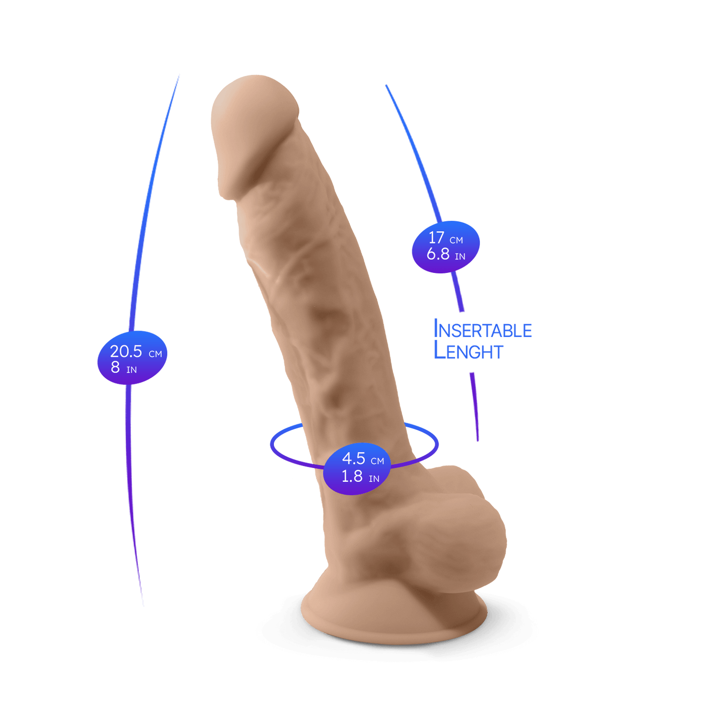 Silexd - Dildo Premium Silicone MOD.1 8'' - Color Carne