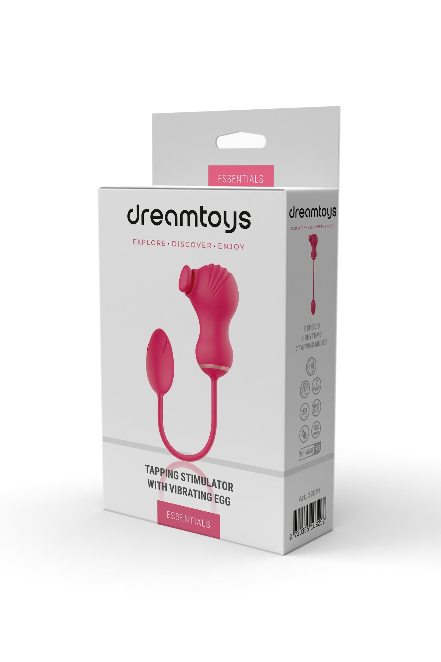 ESSENTIALS DOPPIO STIMOLATORE FLESSIBILE E UOVO VIBRANTE ROSA