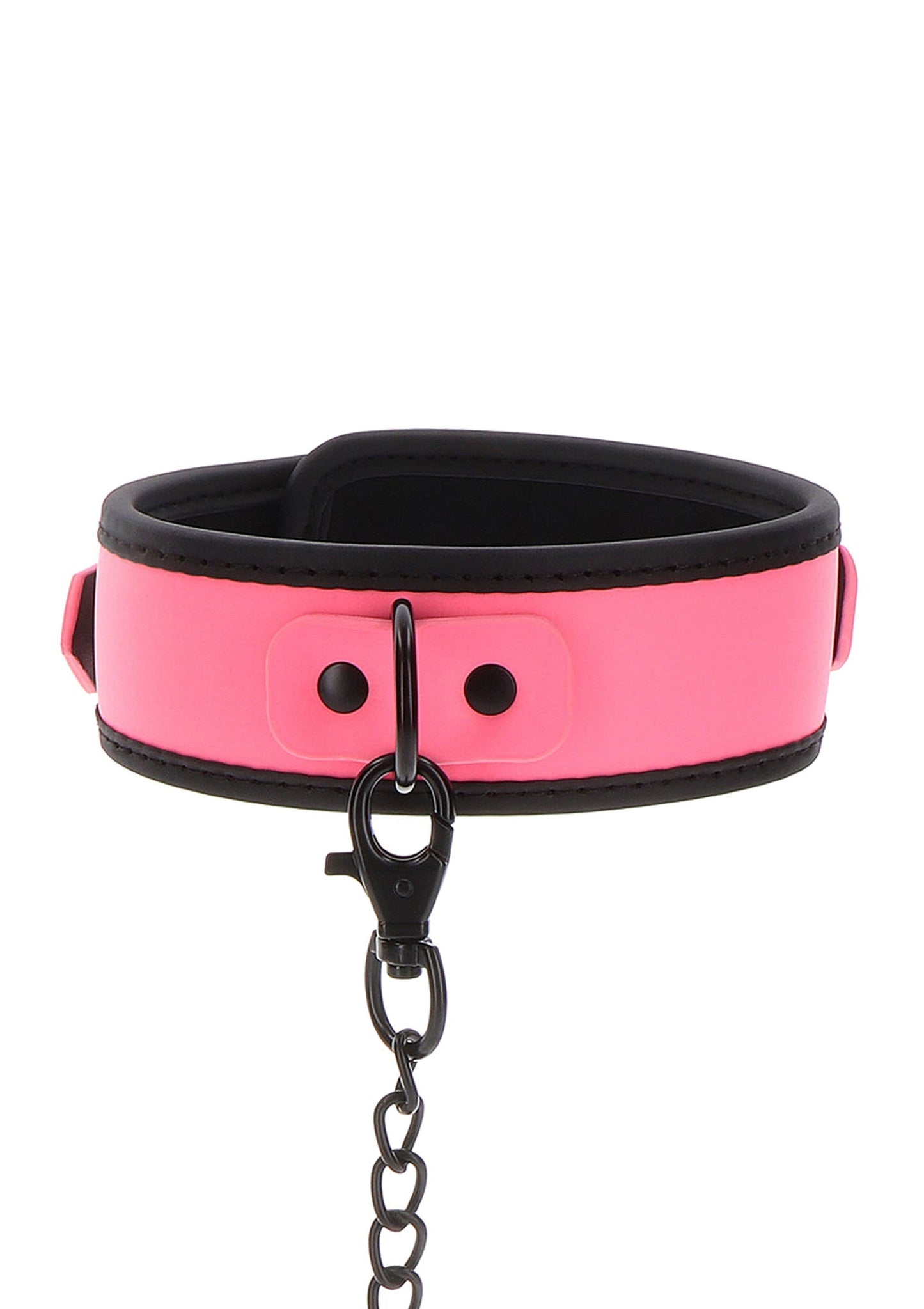 Collare e guinzaglio a catena rosa