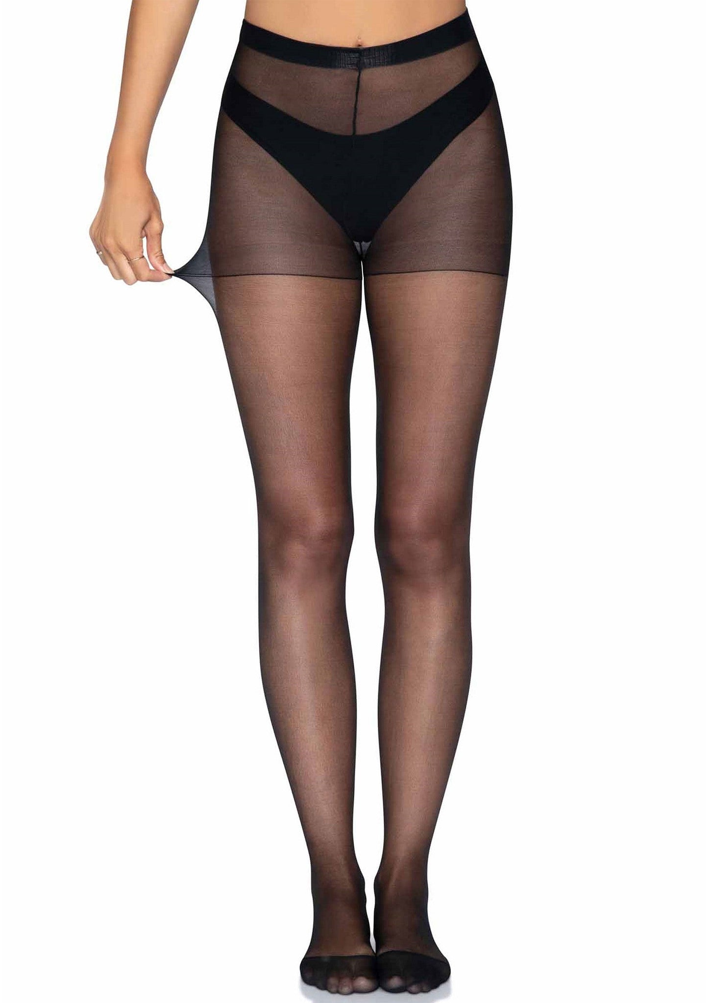 Collant velato con cucitura posteriore nero