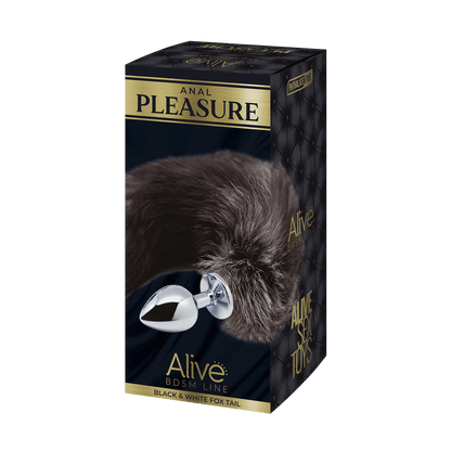 Alive - Plug Anale in Metallo con Coda Volpe Taglia L - Bianca e Nera