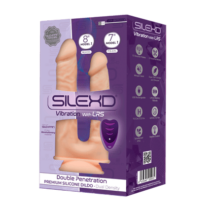 Silexd - Vibratore Premium Doppio Silicone Mod.1 8" e 7'' + Controllo Remoto - Color Carne