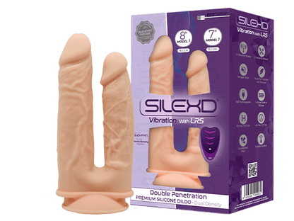 Silexd - Vibratore Premium Doppio Silicone Mod.1 8" e 7'' + Controllo Remoto - Color Carne