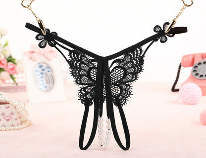 Oh Yeah - Tanga Aperto con Perline e Farfalla e Fiori