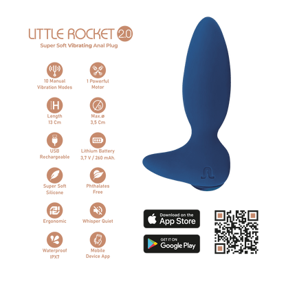 Adrien Lastic - Vibratore Anale + App Little Rocket II - Blu