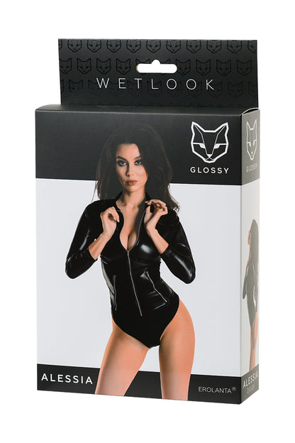 Glossy - Body Maniche Lunghe con Cerniera - Alessia