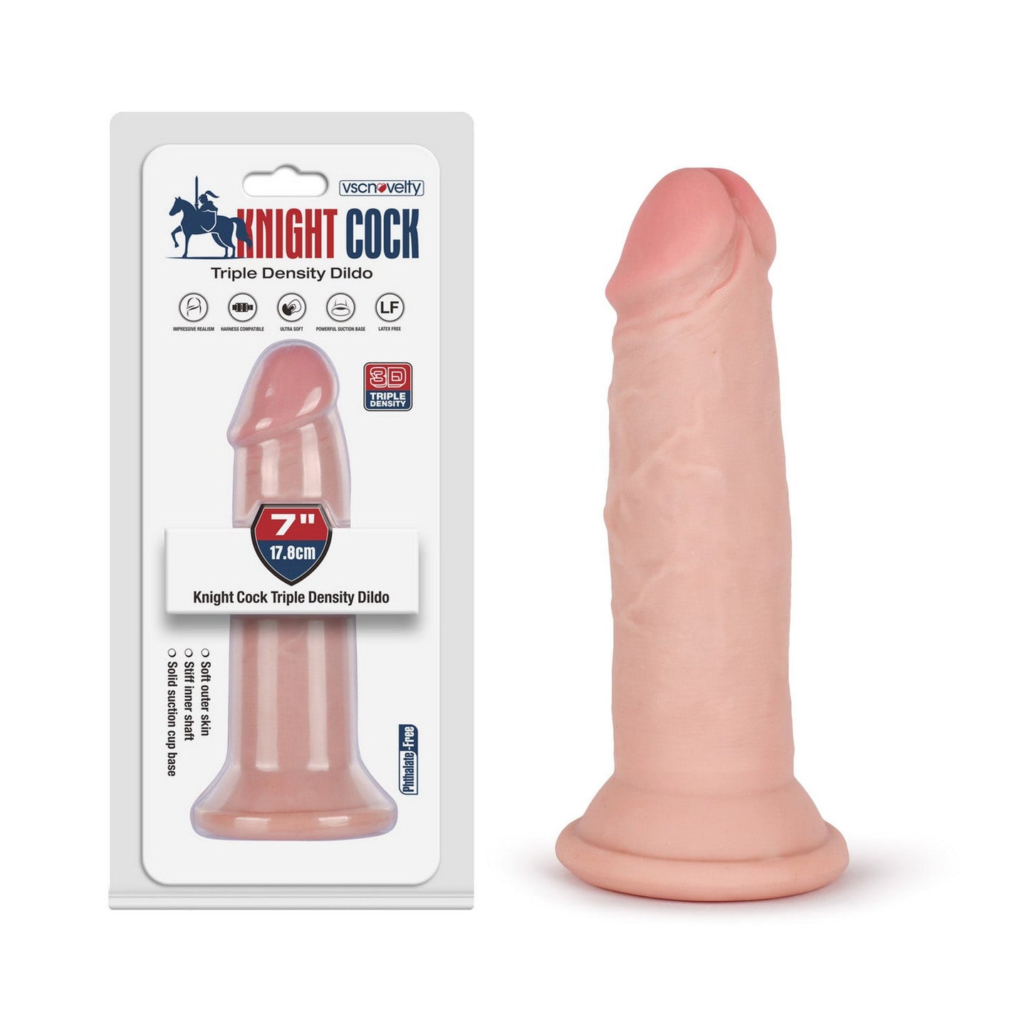VSC Novelty - Knight Cock 3D Triple Density Dildo - 7"