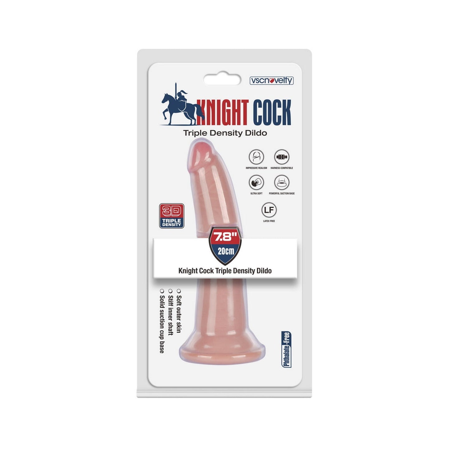 VSC Novelty - Knight Cock 3D Triple Density Dildo - 7.8"