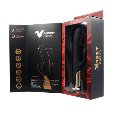 VIBRATORE IN SILICONE RICARICABILE ALLA CANNELLA CON CONIGLIO A TAPPO