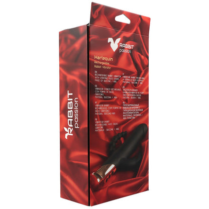 VIBRATORE CONIGLIO RICARICABILE HARLEQUIN CON FORMA DILDO GIREVOLE