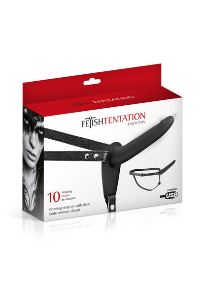 Fetish Tentation - Strap-On Harness Vibrante 15'5 cm - Nero