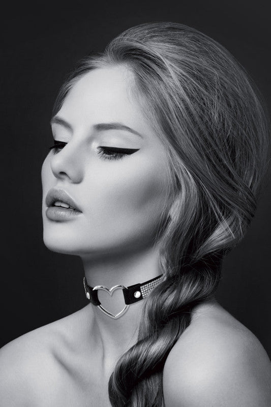 Bijoux Pour Toi - Collare con Strass e Cuore - Nero
