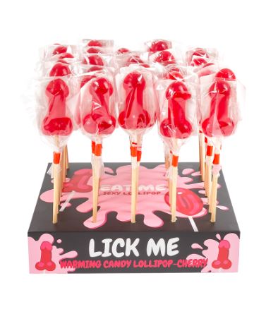 Secret Play - Espositore Lecca Lecca Effetto Caldo Piccante a Forma di Pene - gusto Ciliegia - 40 pz