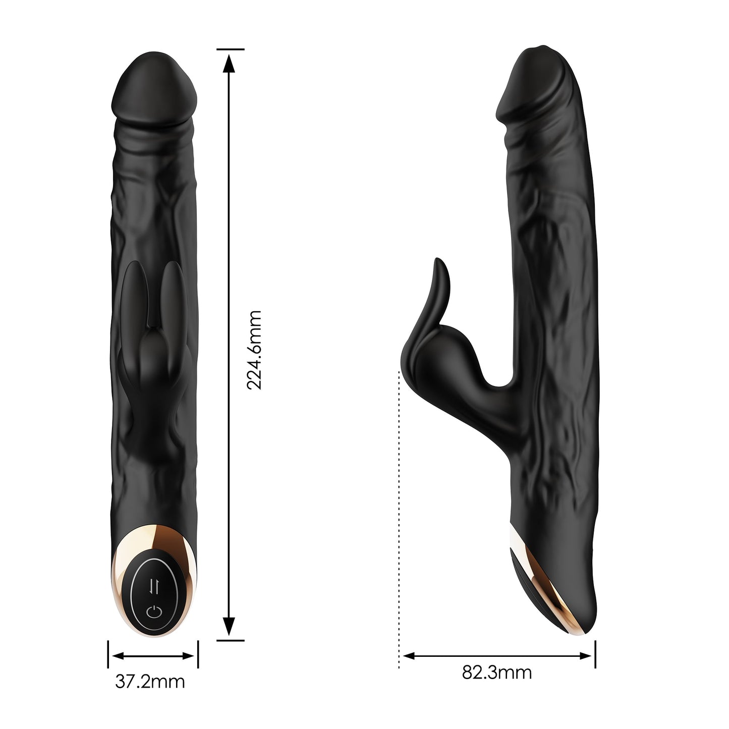 Winyi - Vibratore Realistico Rabbit & Thrusting Soft Touch - Terry II - Nero