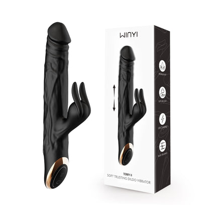 Winyi - Vibratore Realistico Rabbit & Thrusting Soft Touch - Terry II - Nero