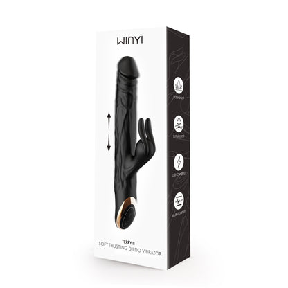 Winyi - Vibratore Realistico Rabbit & Thrusting Soft Touch - Terry II - Nero