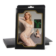 Oh Yeah - Bodystocking Bianco A Rete Mutanda Aperta - Fluorescente al Buio