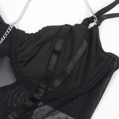 Oh Yeah - Body con Trasparenze e Choker con Catene