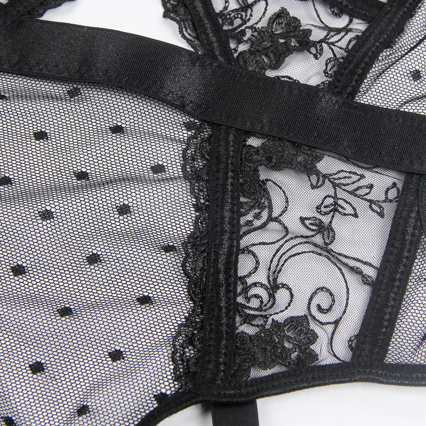 Oh Yeah - Body in Pizzo con Reggicalze Incorporato - Nero