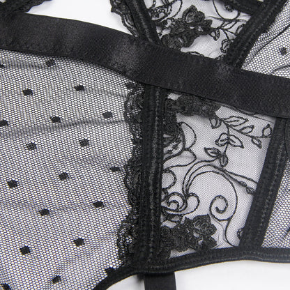 Oh Yeah - Body in Pizzo con Reggicalze Incorporato - Nero