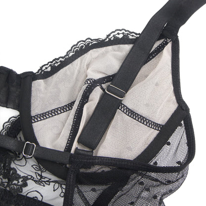 Oh Yeah - Body in Pizzo con Reggicalze Incorporato - Nero