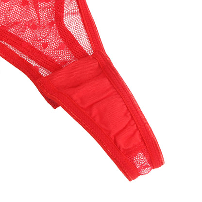Oh Yeah - Body in Pizzo con Reggicalze Incorporato - Rosso