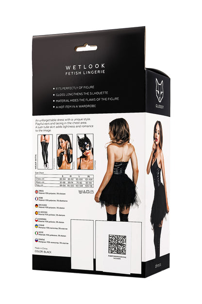 Glossy - Vestito in Eco Pelle con Gonna in Tulle - Elisia