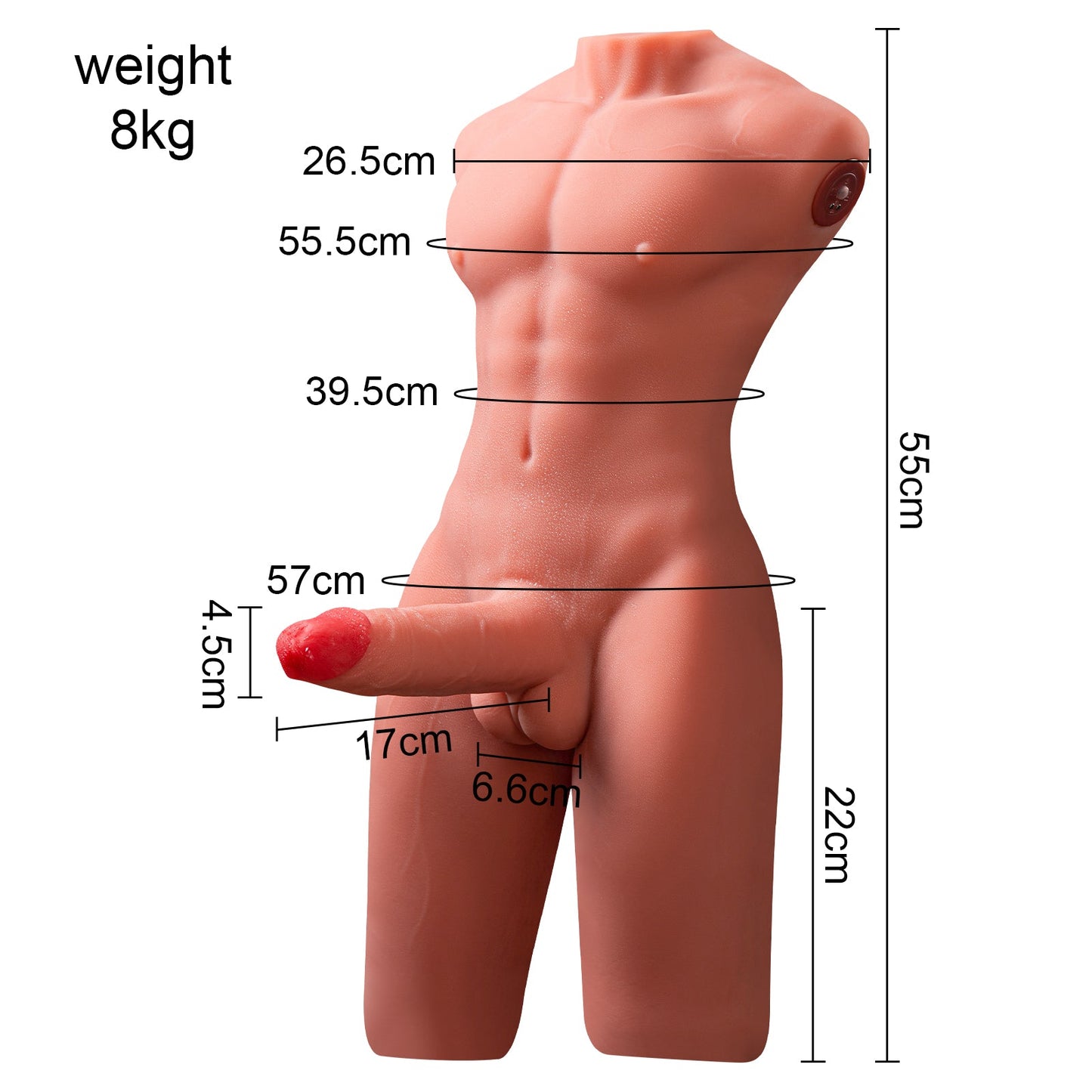 Xise - Jason - Torso Completo con Dildo Funzione Thrusting e Vibrante - 6,7"