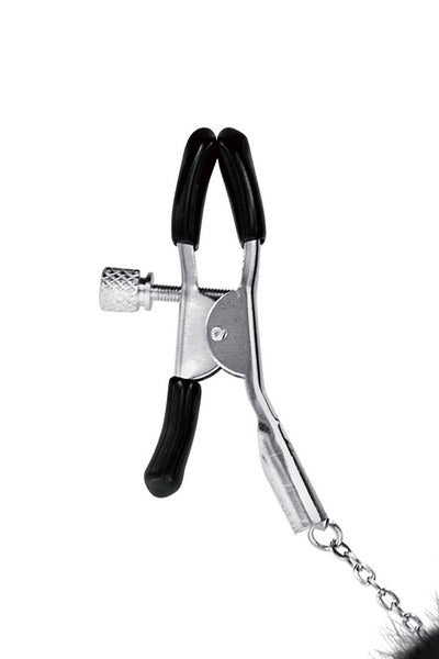 Sweet Caress - Pinza per Capezzoli Regolabile con Pon Pon - Nero