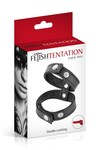 Fetish Tentation - Anello Fallico Doppio Regolabile -  Nero