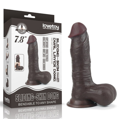 Dildo doppio strato scorrevole da 7,8'' marrone