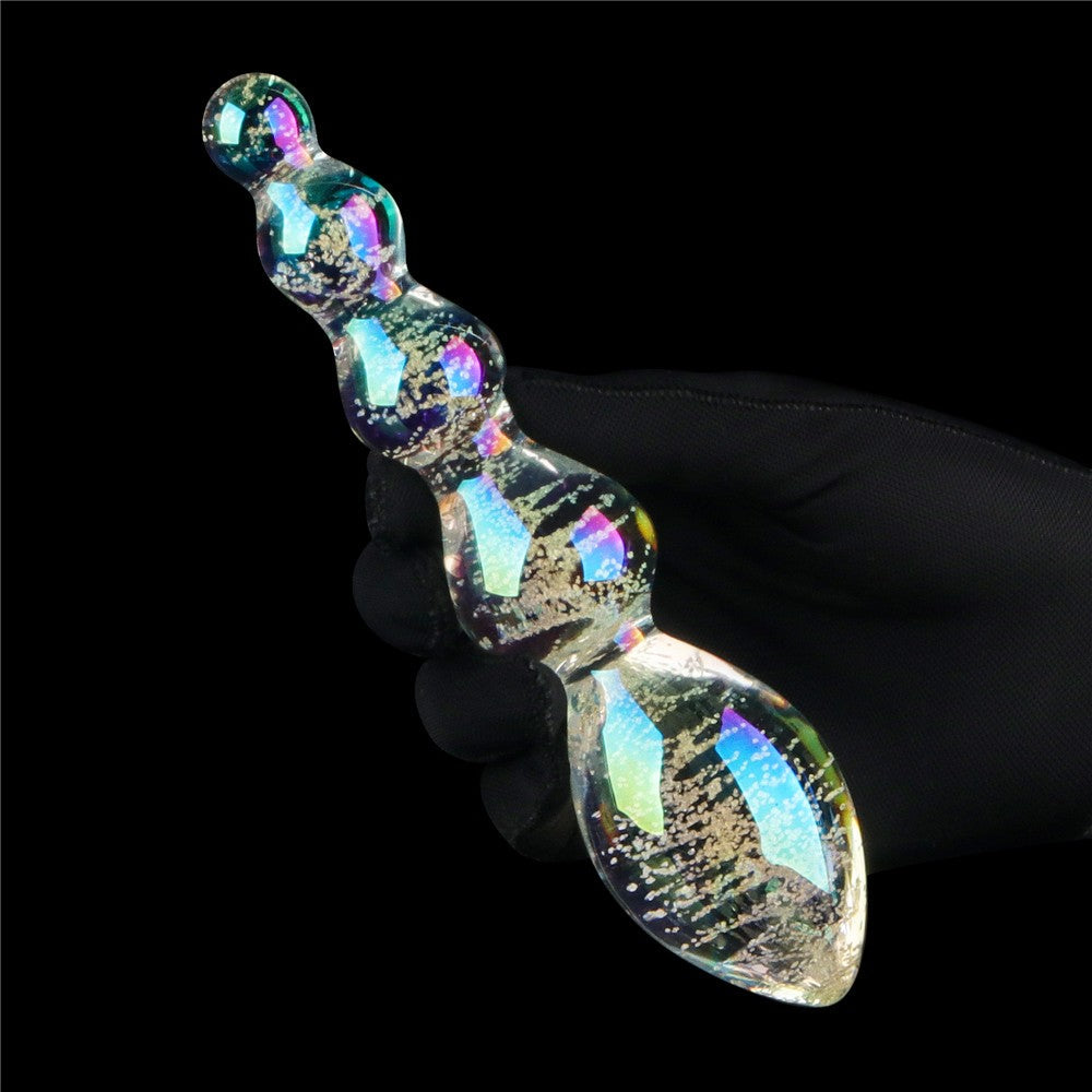 Dildo in vetro Twilight Gleam fosforescente - Sfere stuzzicanti