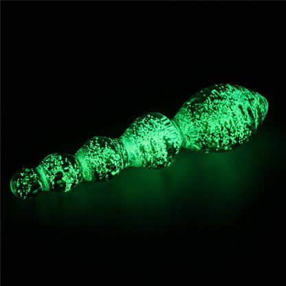 Dildo in vetro Twilight Gleam fosforescente - Sfere stuzzicanti