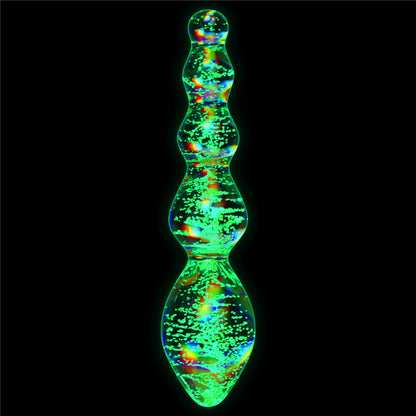 Dildo in vetro Twilight Gleam fosforescente - Sfere stuzzicanti