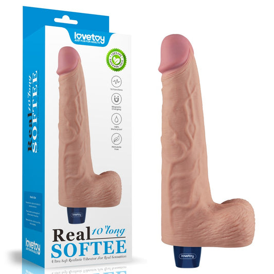 Dildo vibrante ricaricabile REAL SOFTEE da 10" (color carne)_B15O50_4