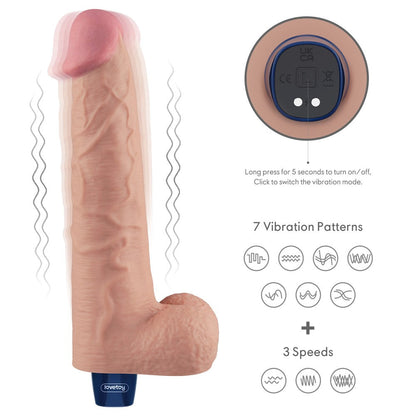 Dildo vibrante ricaricabile REAL SOFTEE da 10,5" (color carne)_B15O50_4