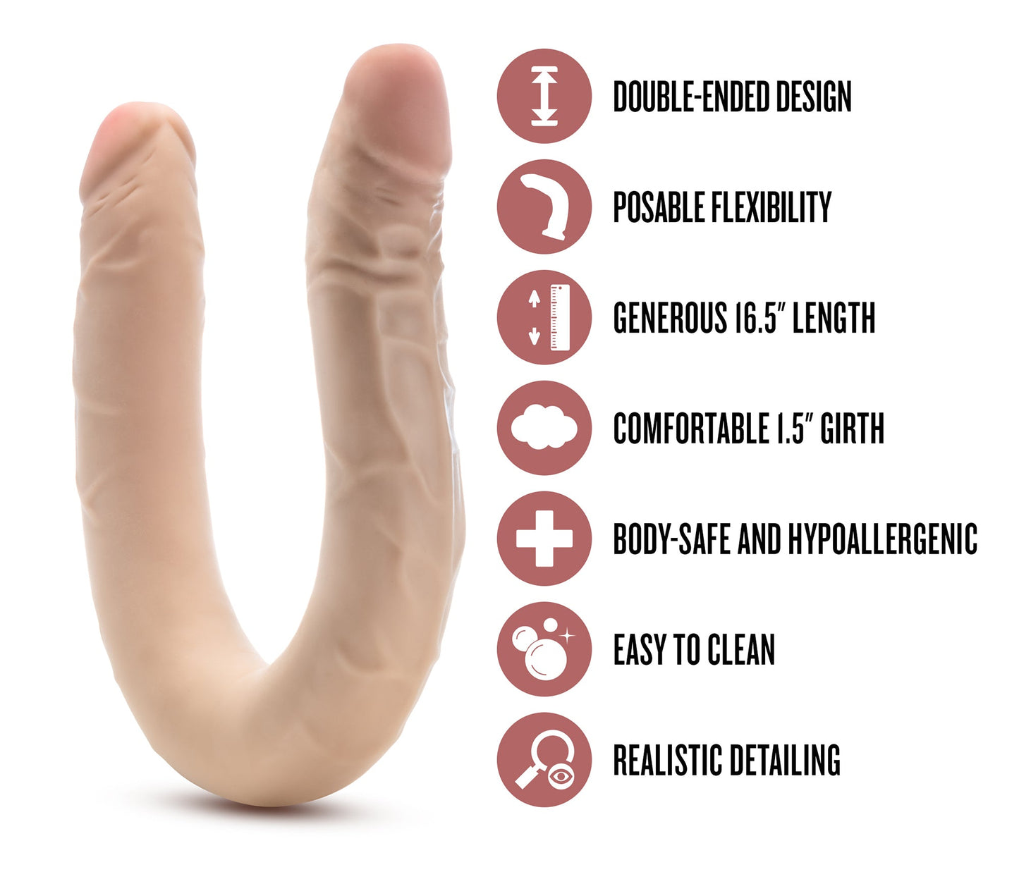 DR. SKIN PLUS 16.5" DOPPIO DONG POSIZIONABILE BEIGE
