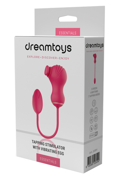 ESSENTIALS DOPPIO STIMOLATORE FLESSIBILE E UOVO VIBRANTE ROSA