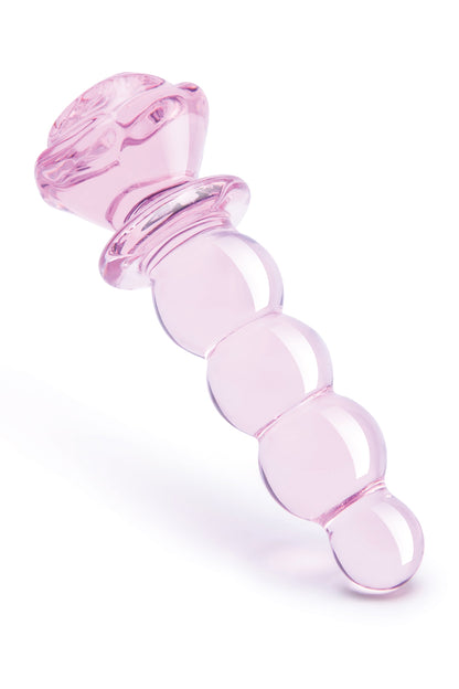 Tappo in vetro smaltato a forma di rosa con perline