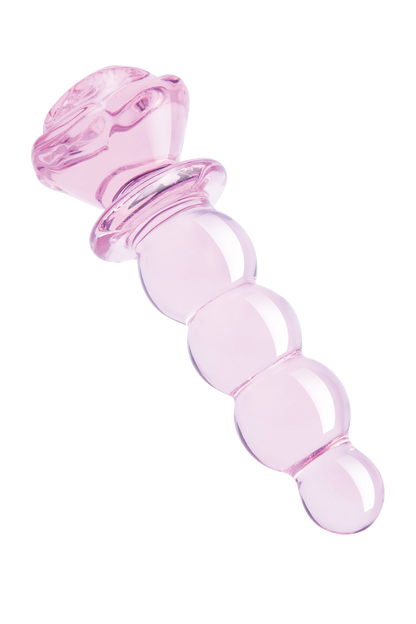 Tappo in vetro smaltato a forma di rosa con perline