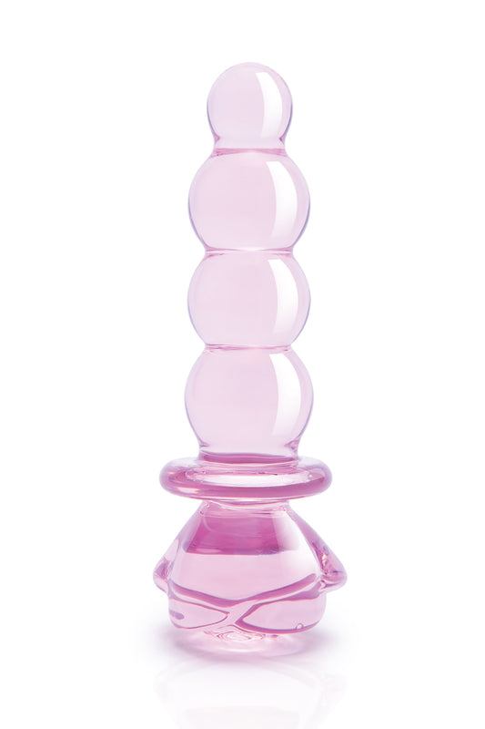 Tappo in vetro smaltato a forma di rosa con perline