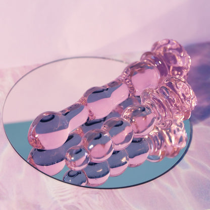 Tappo in vetro smaltato a forma di rosa con perline