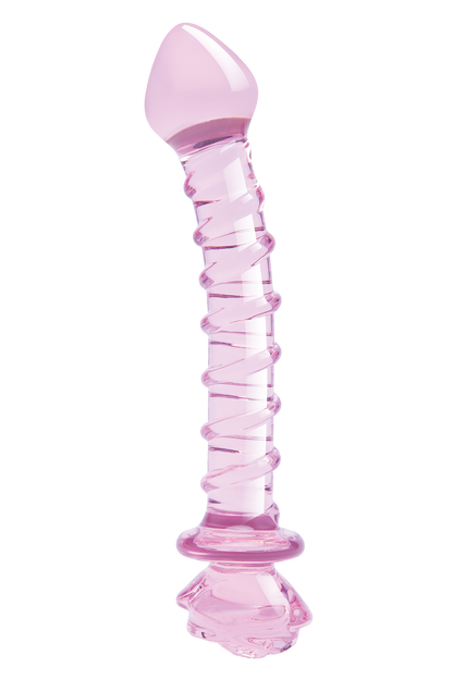 DILDO A SPIRALE CON ROSA IN VETRO Smaltato PER IL PUNTO G