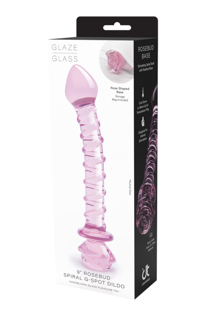 DILDO A SPIRALE CON ROSA IN VETRO Smaltato PER IL PUNTO G