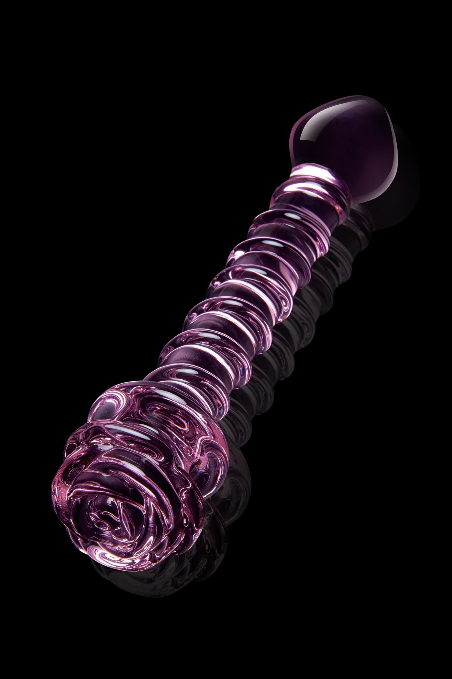 DILDO A SPIRALE CON ROSA IN VETRO Smaltato PER IL PUNTO G