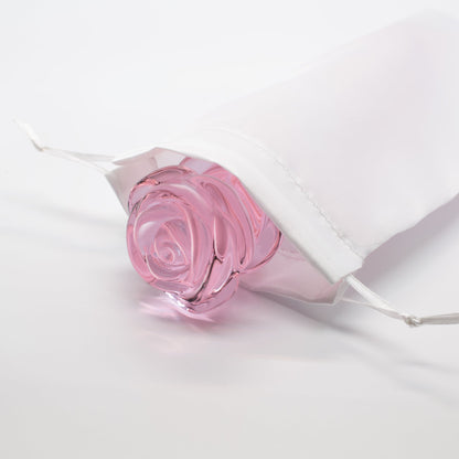 DILDO A SPIRALE CON ROSA IN VETRO Smaltato PER IL PUNTO G