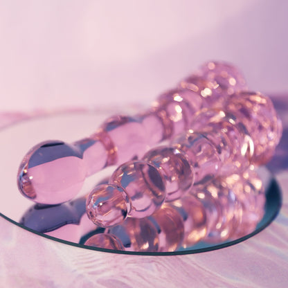 DILDO CON PERLINE IN VETRO Smaltato ROSA