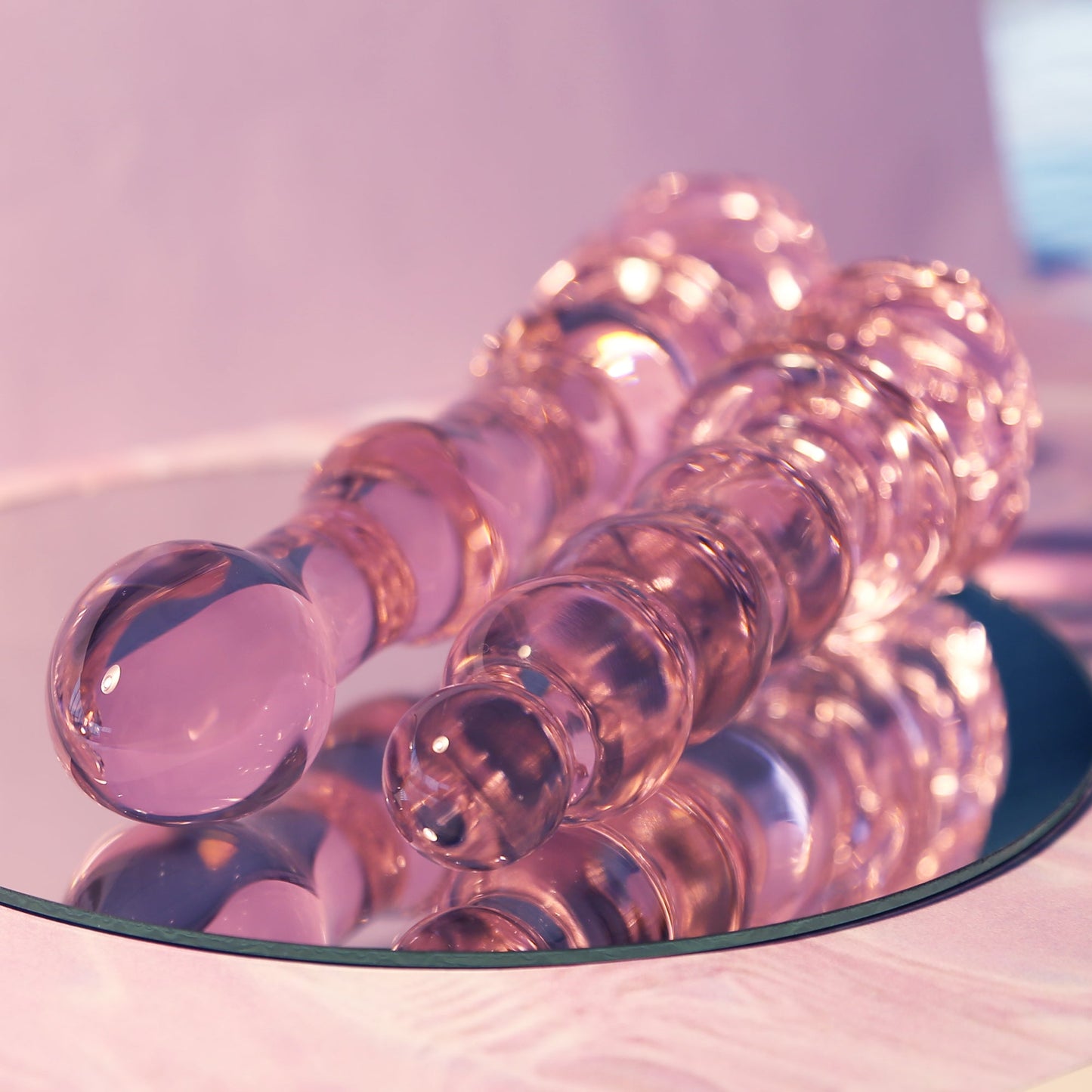 DILDO CON PERLINE IN VETRO Smaltato ROSA
