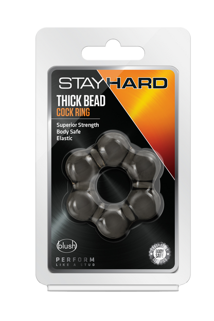 ANELLO PER IL PENE CON PERLINE SPESSE STAY HARD NERO